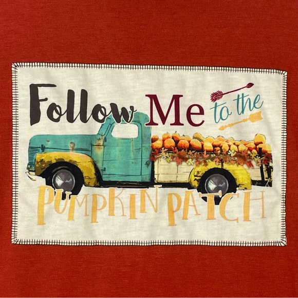 Wanderer by Southern Grace Size XL Follow Me to the Pumpkin Patch Orange Shirt - Picture 5 of 10